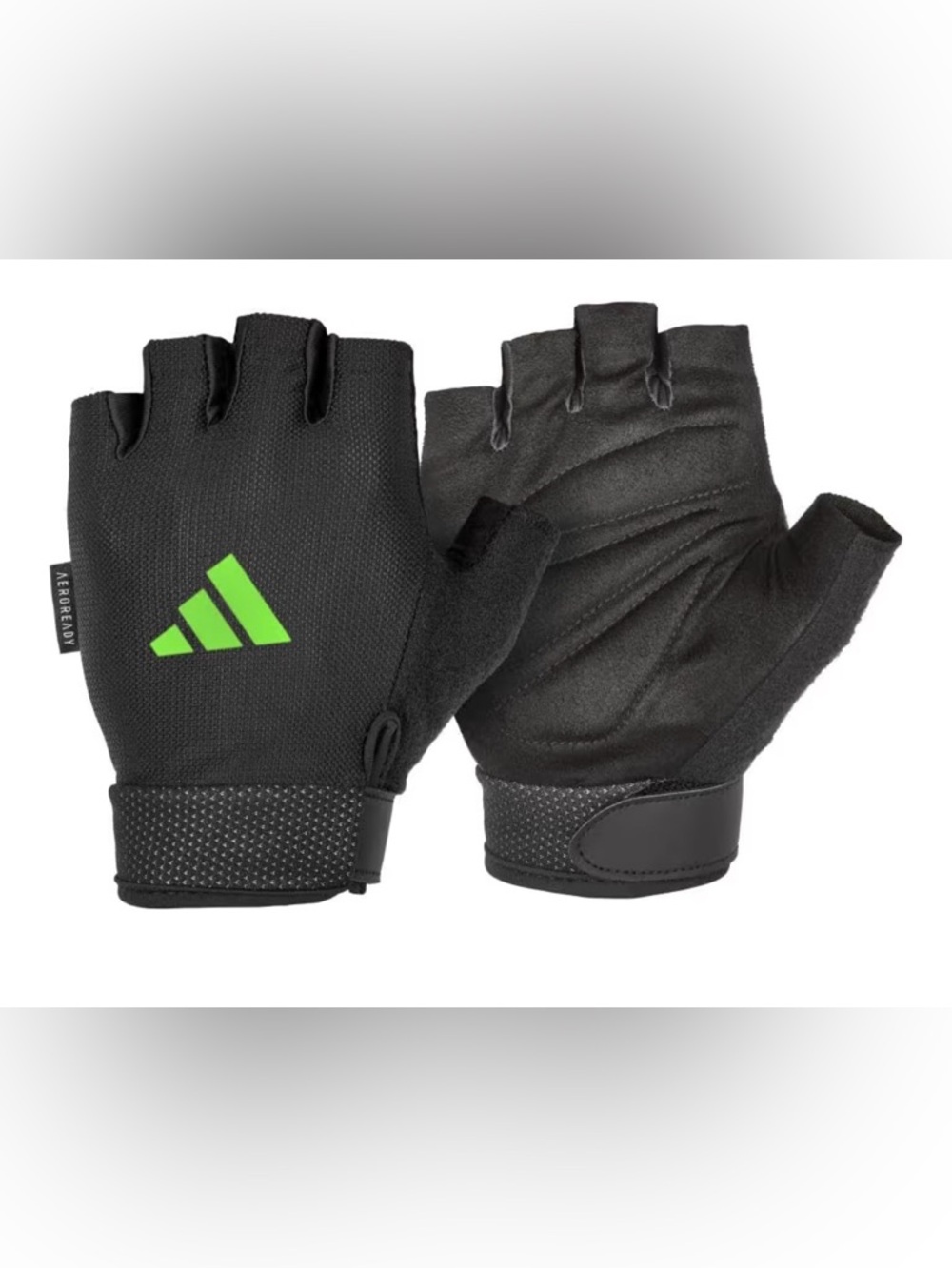 adidas Aeroready Essential Adjustable Training Gloves Fingerless Black Neon Logo